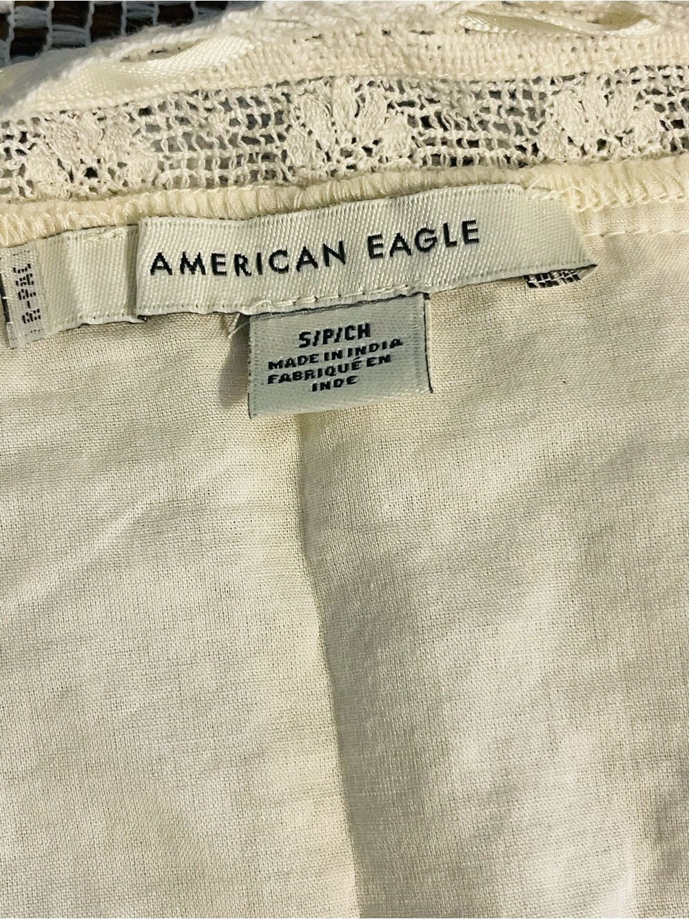 American Eagle  casual Outfitters Cream Square-Neck Peasant Blouse 100% cotton - Picture 3 of 14